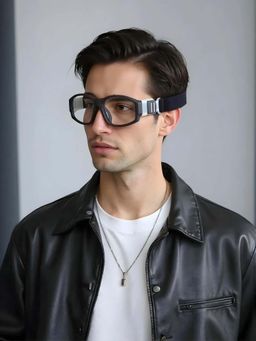 TED SMITH - Unisex Black Rectangular Uv Protected Lens Sports Shooting Sunglass