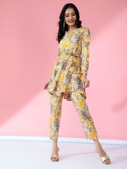 Bani Women - Yellow Abstract Printed Tunic with Pant (Set of 2)