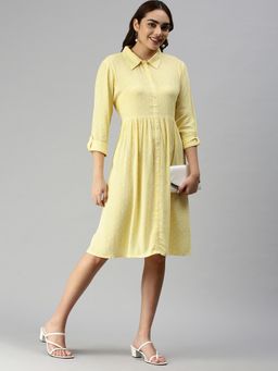 SHOWOFF - Women Yellow Polka Dots Collar Neck Dress