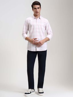 JadeBlue - Navy Blue Checked Casual Trousers