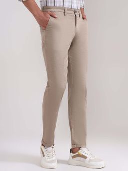 Greenfibre - Men's Khaki Cotton Stretch Casual Trousers