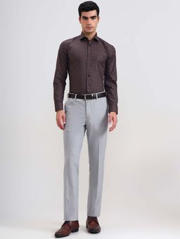 JadeBlue - Light Grey Slim Fit Solid Formal Trousers
