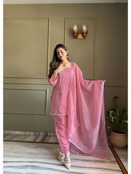 SAJAVAT ETHENIC WEAR - Womens Blush Pink Shimmer Kurta and Salwar with Dupatta
