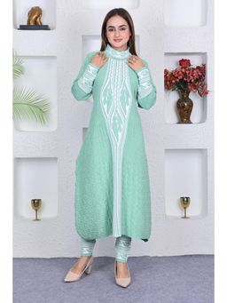 KNITZY - Woollen Kurta with Chudidar - Green