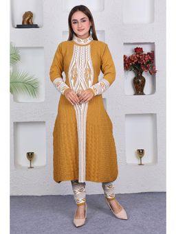 KNITZY - Woollen Kurta with Chudidar - Mustard
