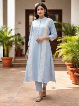 Autumnlane - Perka Soft Blue Cotton Kurta - Aqua