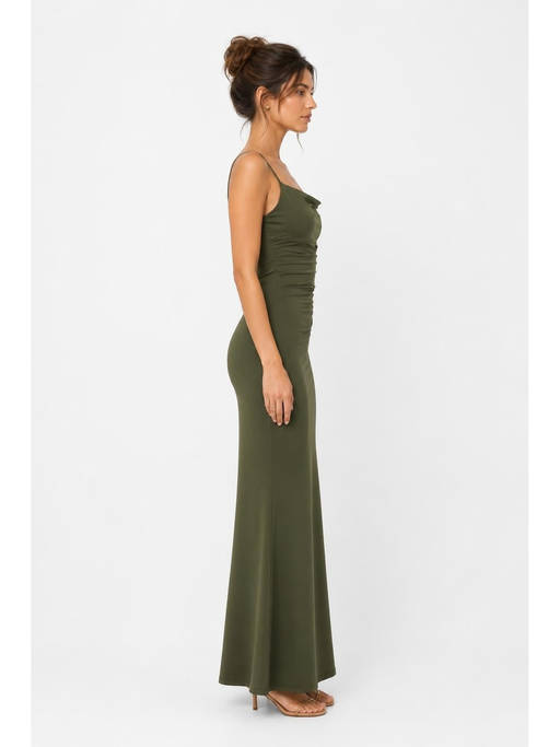 cider dark green dress Buy Cowl Neck Women's Ruched Backless Maxi (XS) Online COLLECTION_The Wedding Edit