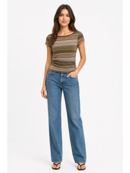 Cider - Ruched Women's Boat Neck T-shirt Olive