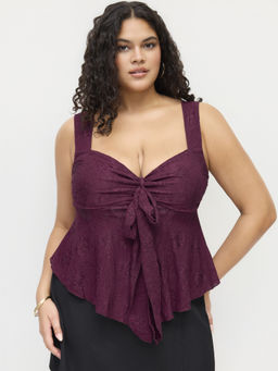 Cider - Lace Sweetheart Women's Bowknot Tank Top Burgundy