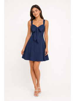 Cider - Lace Sweetheart Women's Bow Cami Mini Dress Navy Blue