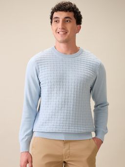 ColorPlus - Men Blue Pure Cotton Regular Fit Sweater