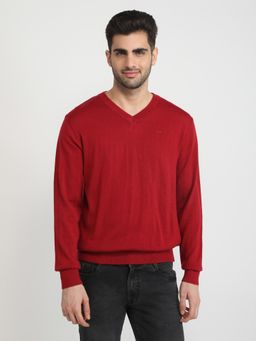 ColorPlus - Men Dark Maroon Wool Blend Regular Fit Sweater