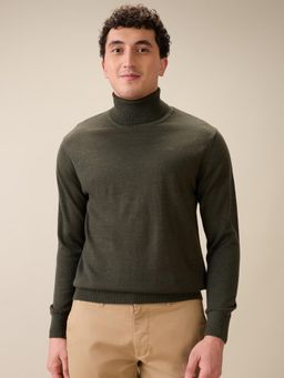 ColorPlus - Men Green Wool Blend Regular Fit Sweater