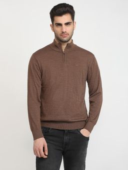 ColorPlus - Men Brown Wool Blend Regular Fit Sweater