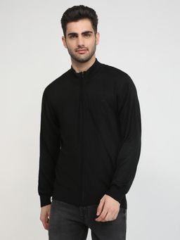 ColorPlus - Men Black Acrylic Blend Regular Fit Cardigan