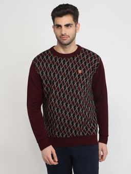 ColorPlus - Men Maroon Acrylic Regular Fit Sweater