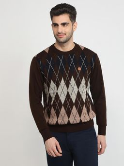 ColorPlus - Men Brown Acrylic Regular Fit Sweater