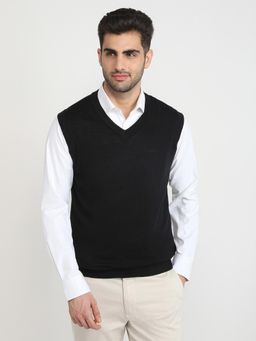 ColorPlus - Men Black Wool Blend Regular Fit Sweater