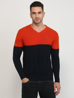 Raymond - Men Multi-Color Regular Fit Acrylic V Neck Sweater