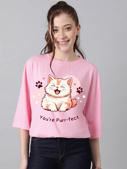 KOTTY - Women's Hydrangea Pink Printed T-shirt