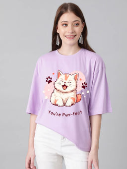 KOTTY - Women's Pouty Lavender Printed T-shirt