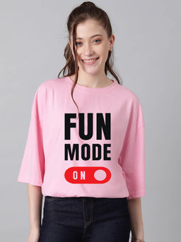 KOTTY - Women's Cherry Pink Printed T-shirt