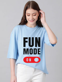 KOTTY - Women's Cloudy Blue Printed T-shirt