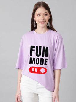 KOTTY - Women's Lavender Chalk Printed T-shirt