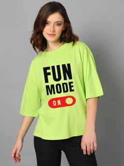 KOTTY - Women's Moss Green Printed T-shirt