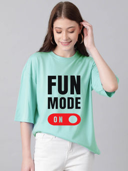 KOTTY - Women's Melon Green Printed T-shirt