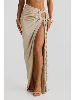 Bee Boe - Beige Coastal Muse Gold Marble Skirt