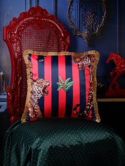 THE WHITE INK DECOR - Satin Tropical Print Decorative Cushion Cover (16x16 Inches)