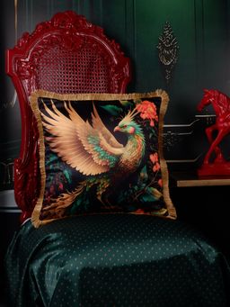 THE WHITE INK DECOR - Satin Tropical Print Cushion Protector (16x16 Inches)