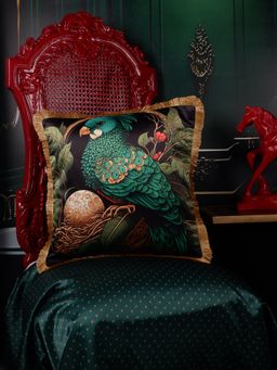 THE WHITE INK DECOR - Satin Tropical Print Cushion Case (16x16 Inches)