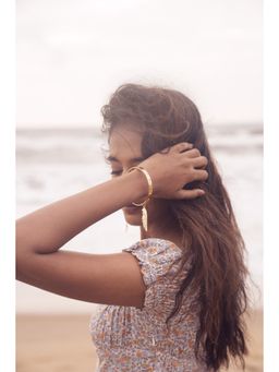 ALOKKI - Sterling Silver with Gold Plated Boho Dream Stone Feather Charm Kada