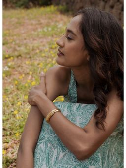 ALOKKI - Sterling Silver with Gold Plated Boho Dream Narrow Feather Cuff