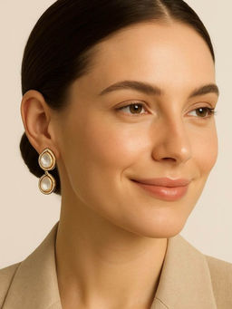 Aatmana - Gold Plated Kundan Studded Teardrop Earrings