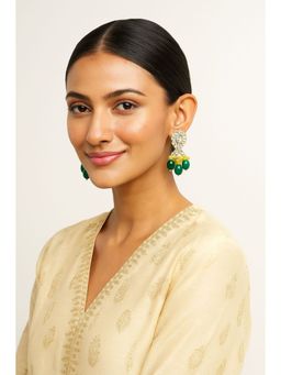 Aatmana - Gold Plated Artificial Stones Beaded Floral Drop Earrings