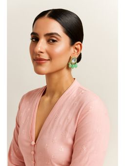 Aatmana - Gold Plated Green Kundan Studded Drop Earrings