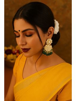 Aatmana - Gold-Plated Green Kundan Studded Chandbali Earrings