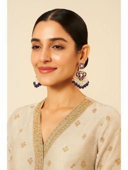 Aatmana - Gold Plated Blue Stones and Kundan Meenakari Drop Earrings
