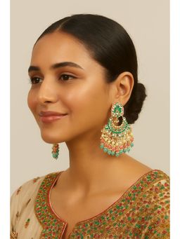 Aatmana - Gold Plated Multi-Color Kundan Meenakari Chandbali Earrings