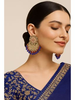 Aatmana - Gold Plated Blue Kundan Stones Studded Chandbali Earrings