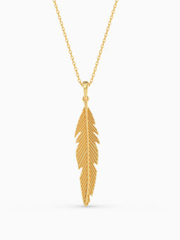 ALOKKI - Sterling Silver with Gold Plated Boho Dream Feather Pendant Necklace