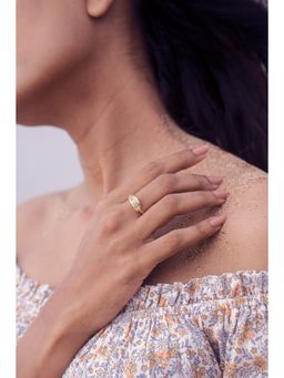 ALOKKI - Boho Dream Sterling Silver Narrow Feather Gold Plated Ring