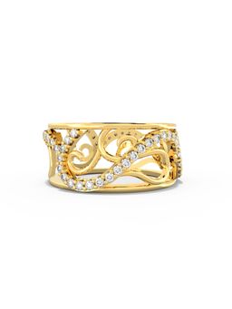 ALOKKI - Sterling Silver with Gold Plated Romantic Floral Band Ring