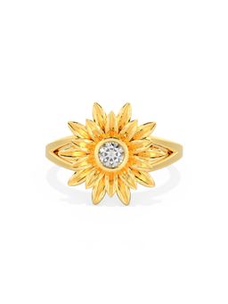 ALOKKI - Sterling Silver with Gold Plated Romantic Floral Sunflower Ring