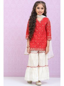 Biba - Red Printed Suit (Set of 3)