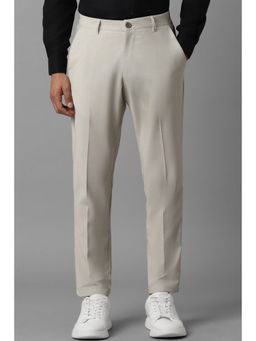 Louis Philippe - Men Grey Slim Fit Check Flat Front Casual Trousers