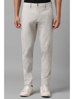 Louis Philippe - Men Grey Smart Fit Solid Flat Front Casual Trousers
